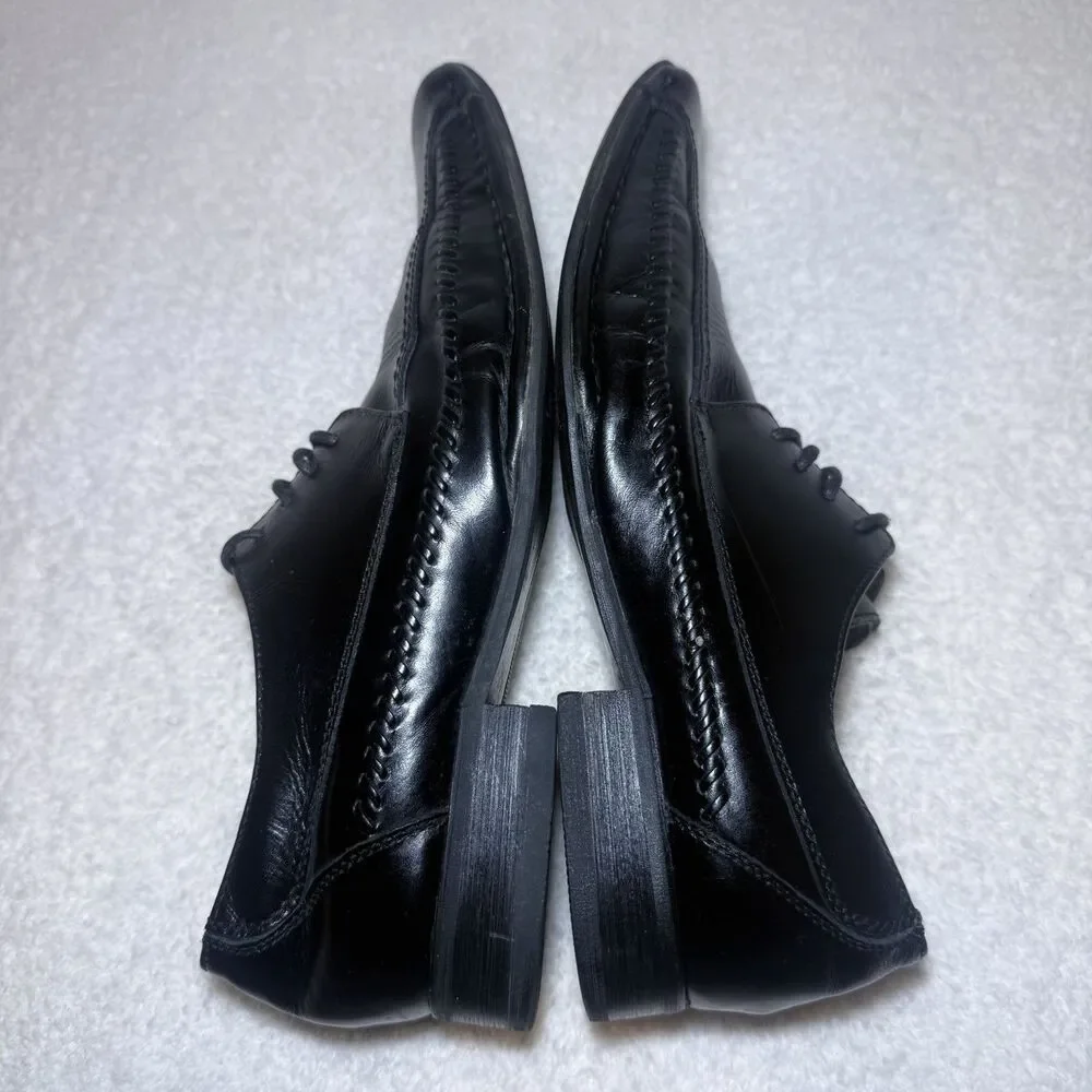 Giorgio Brutini Dress Shoes Mens 9.5W Oxford Black Leather Square Toe 159001 - Picture 6 of 9